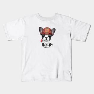 Cute French Bulldog Puppy Firefighter Kids T-Shirt